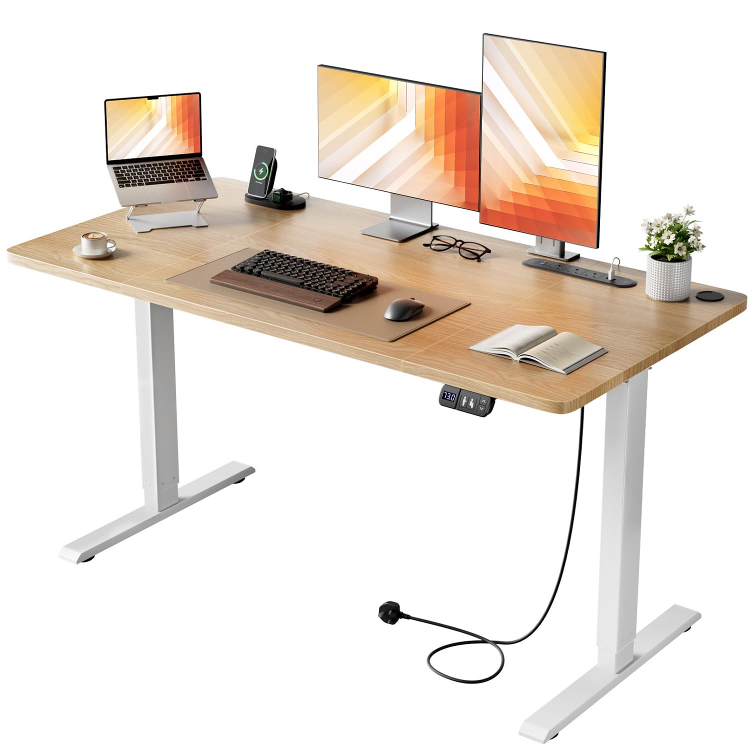 Precision Synergie Electric Standing Desk, Power Outlets, 2 Memory Buttons