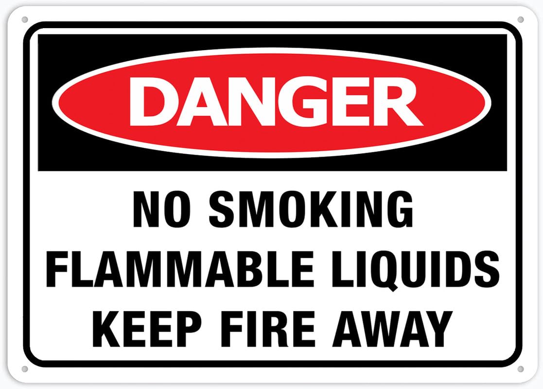 No Smoking Flammable Liquids Keep Fire Away Warning Tin Sign Men Bedroom Garage Sign Wall Art Decor Parking Only Room Decor For Bedroom Iron Sign Poster 8X12Inch