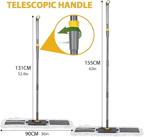 Miniatura 5 de MASTERTOP Trapeador industrial profesional de 36 pulgadas para limpieza de suelos, trapeador comercial en seco y húmedo, grandes trapeadores planos