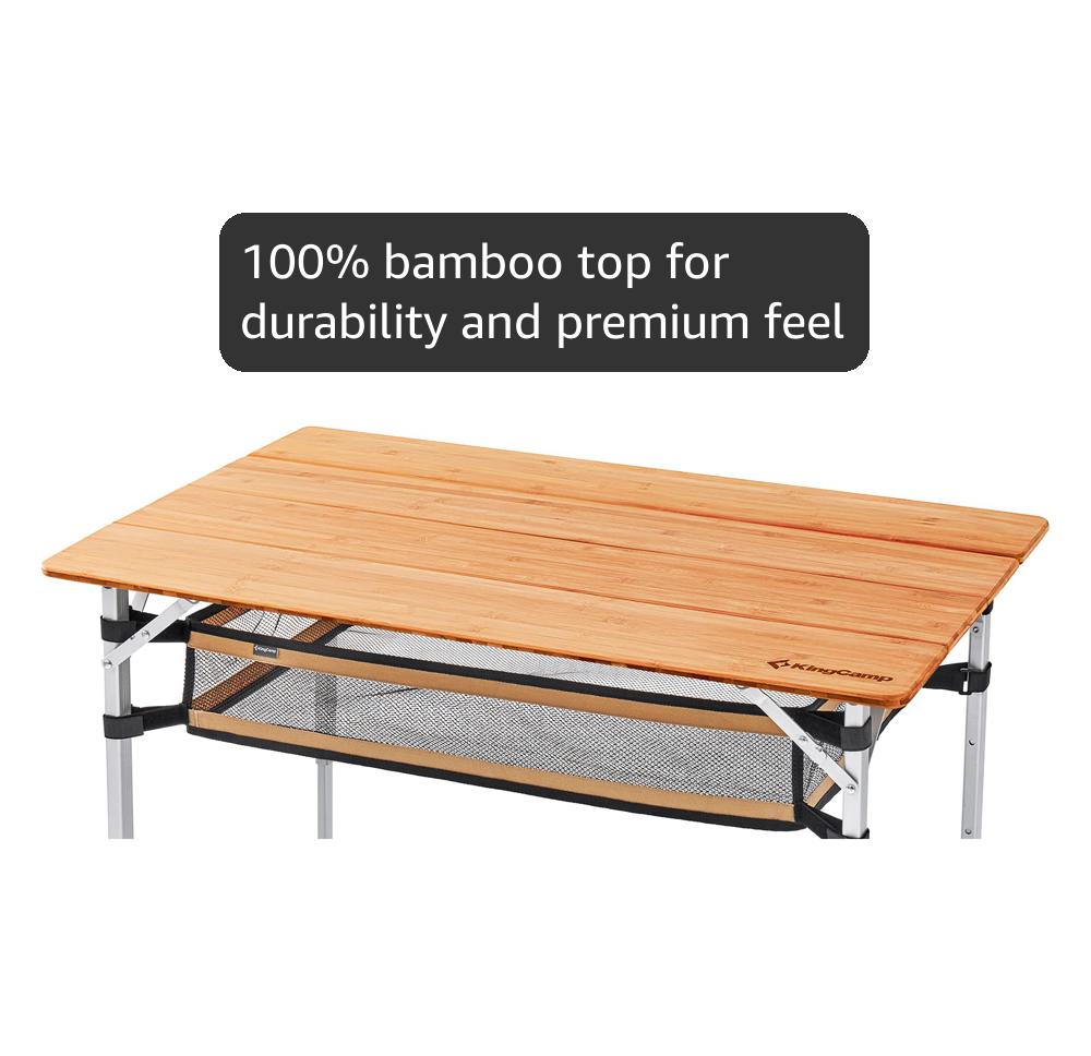 Amazon.com: KingCamp Bamboo Folding Camping Table Adjustable