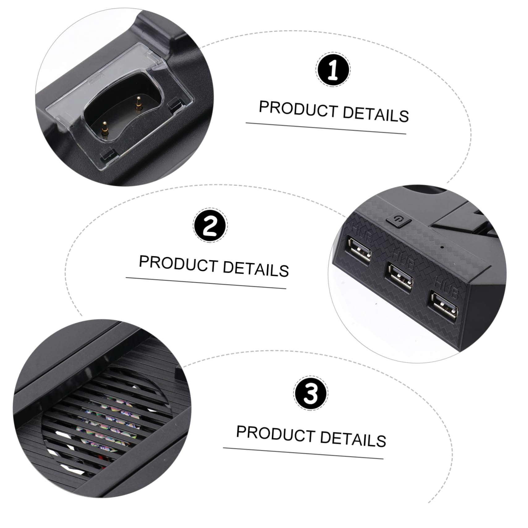 Gadpiparty Supporto Di Raffreddamento Per Console Slim/pro - Base Per Ventola Verticale Con 2 Stazioni Di Ricarica E Hub Usb