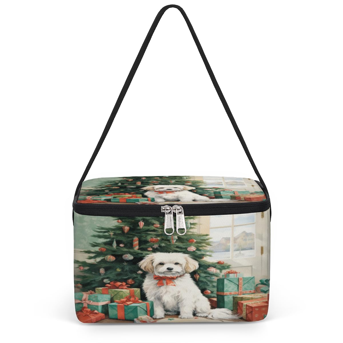 GzLeyigou Xmas Gift Dog Lunch Bags for Women Men 9 Cans, Hot & Cold Food Delivery Bag Insulated Grocery Bag Insulated Lunch Box Cooler Bag for Office Work Picnic Beach