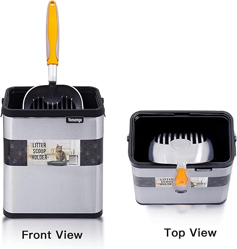 Miniatura 2 de Soporte universal para cuchara de arena para gatos, de acero inoxidable, pequeño, portátil, contenedor de basura.