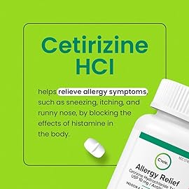Cetirizine HCL 10mg 365 Tablets - Allergy Pills Non Drowsy & 24 Hour Allergy Medicine - Antihistamine Runny Nose, Itchy & Watery Eyes