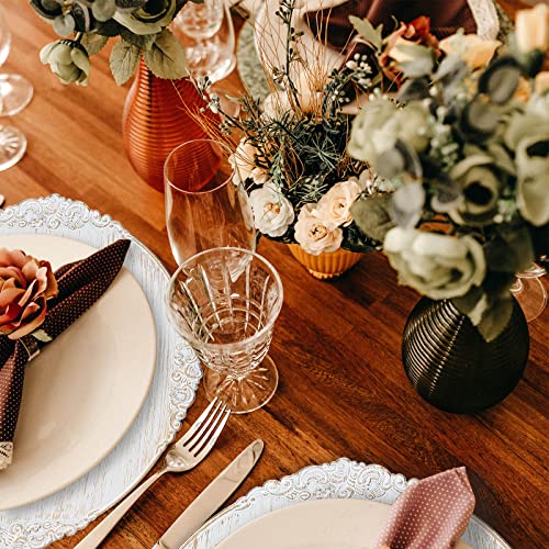 Kazozobi 14" Round Charger Plates, Antique Chargers For Dinner Plates Set Of 6, Decorative Plates For Table Setting, White #TOP5