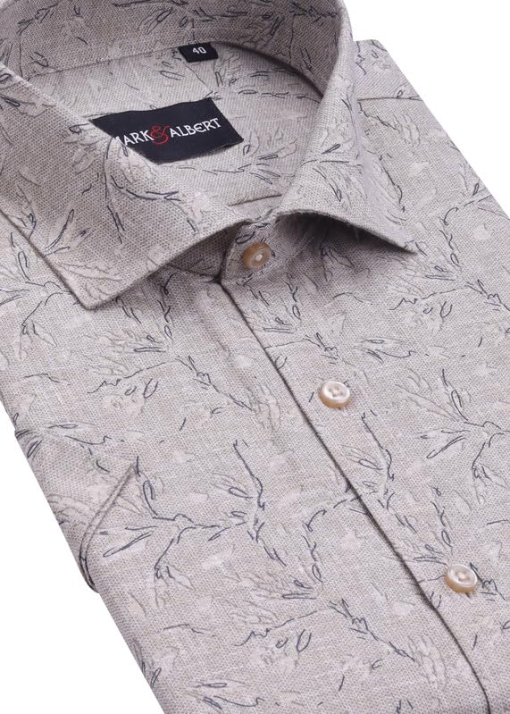 Image of Mark & Albert Men's Half Sleeve Cotton Linen Shirt Blue