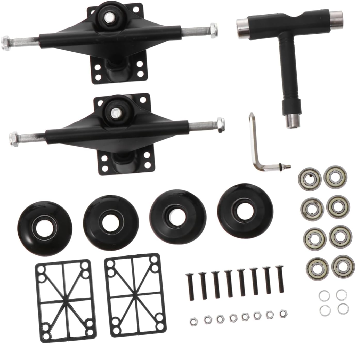 Skateboard Accessories Kit Bridge Bearings Wheels Essential for Skaters Aluminum Alloy Random Style