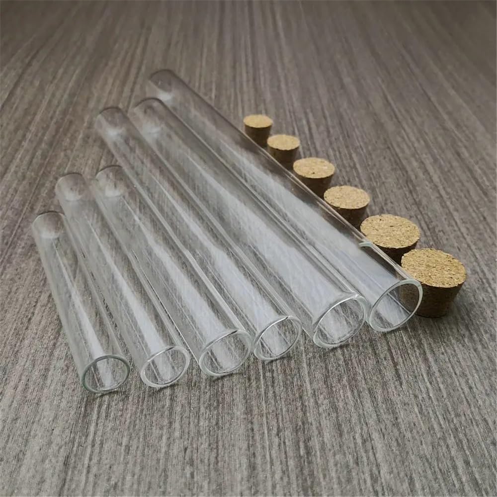 probówki ze szkła borokrzemowego, Szklane probówki z korkiem okrągłym dnem Wiele rozmiarów 20szt(15x150mm)