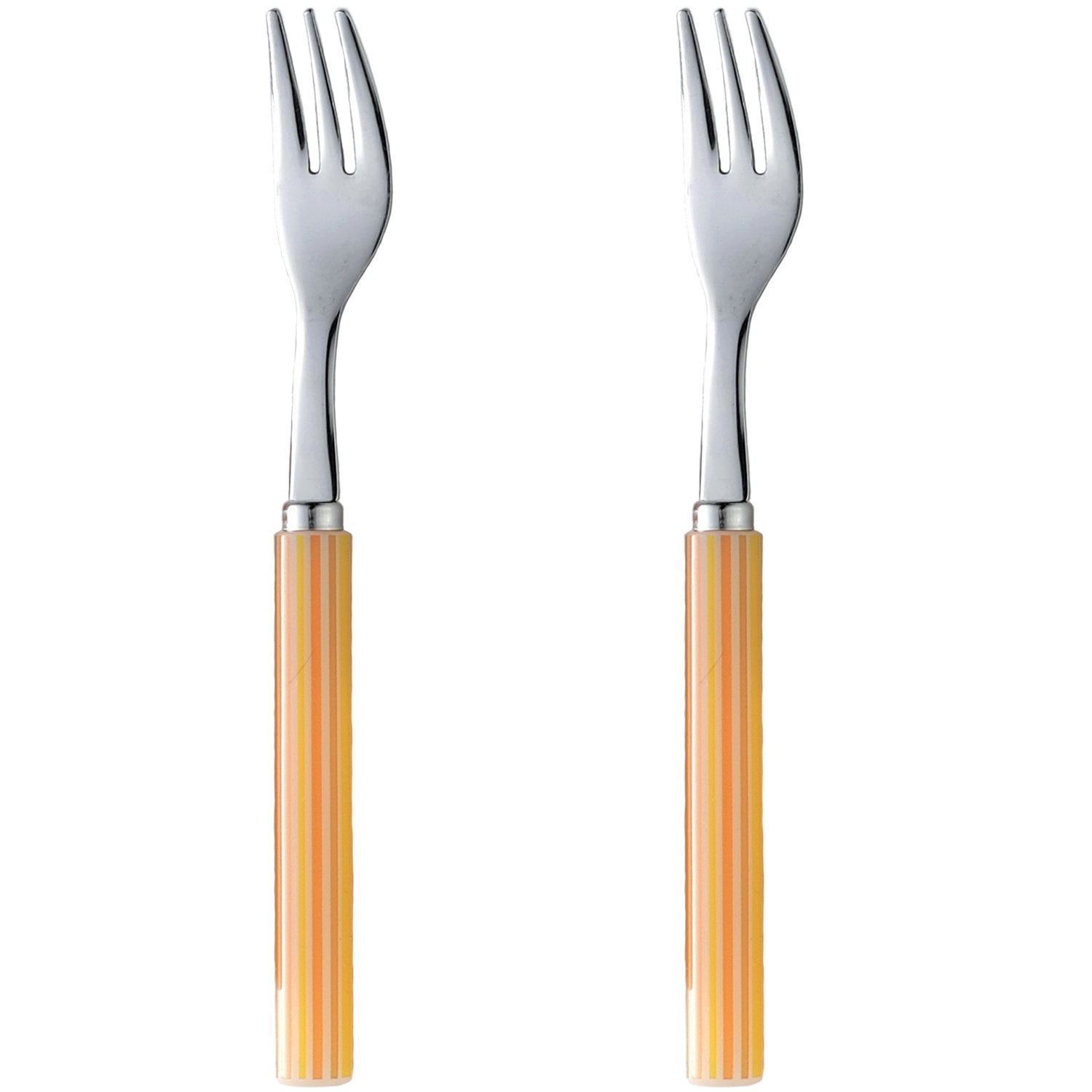 Nagao Striped Cake Fork, Orange, Set of 2, Made in Japan