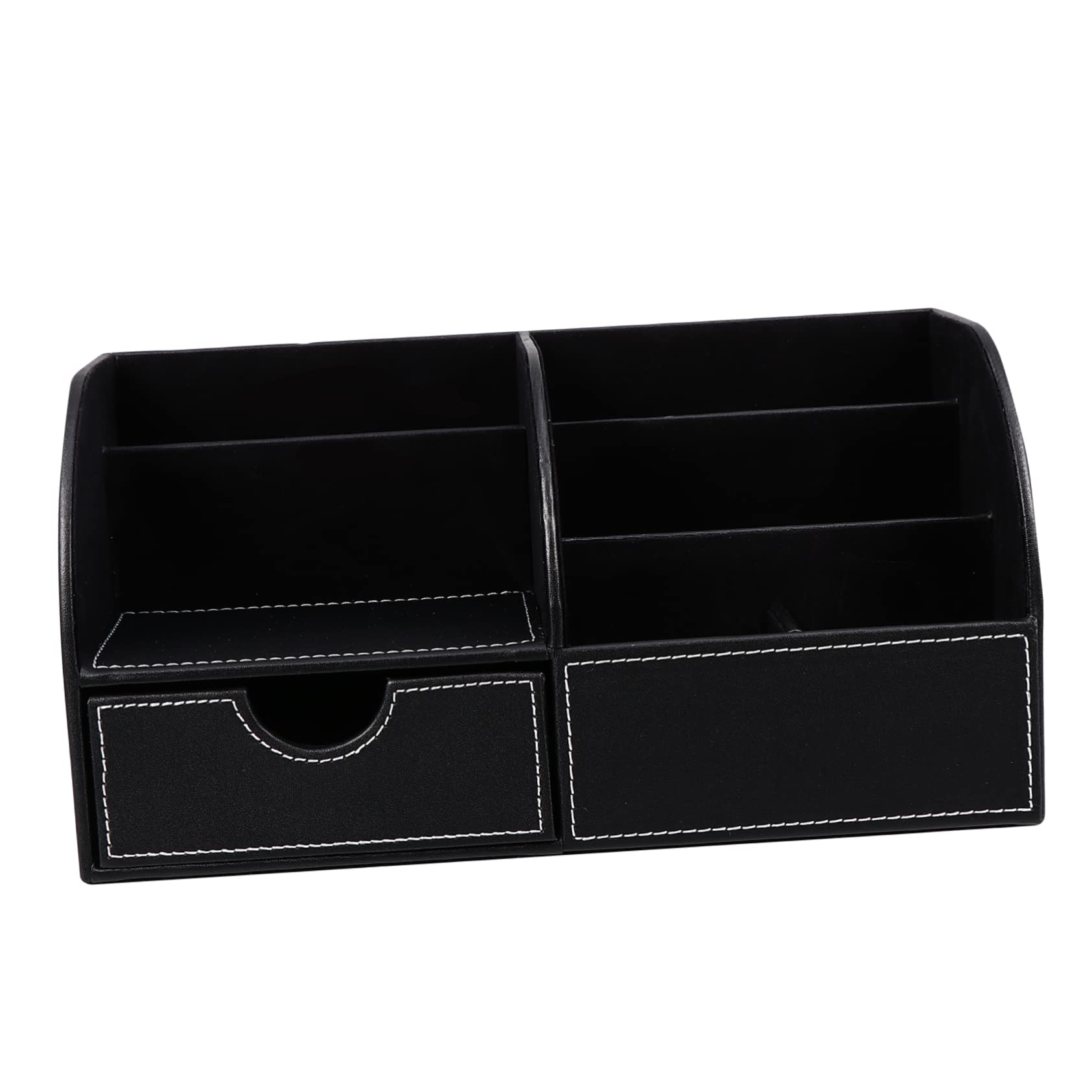 Stiftehalter aus Pu Leder, Quadratisch Schwarz, Schreibtisch Organizer | Abschlussfeier, Einschulung Deko, Fein Verarbeitet, für Schere und Lineal, Modern Dekorativ