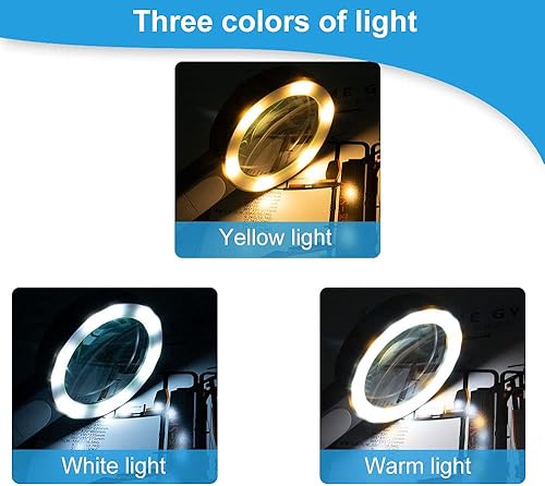 Miniatura 3 de Nazano Lupa con 18 luces LED, lupa grande de mano 30X con 3 modos, lupa iluminada para personas mayores leer, monedas, sellos, mapa, inspección, con