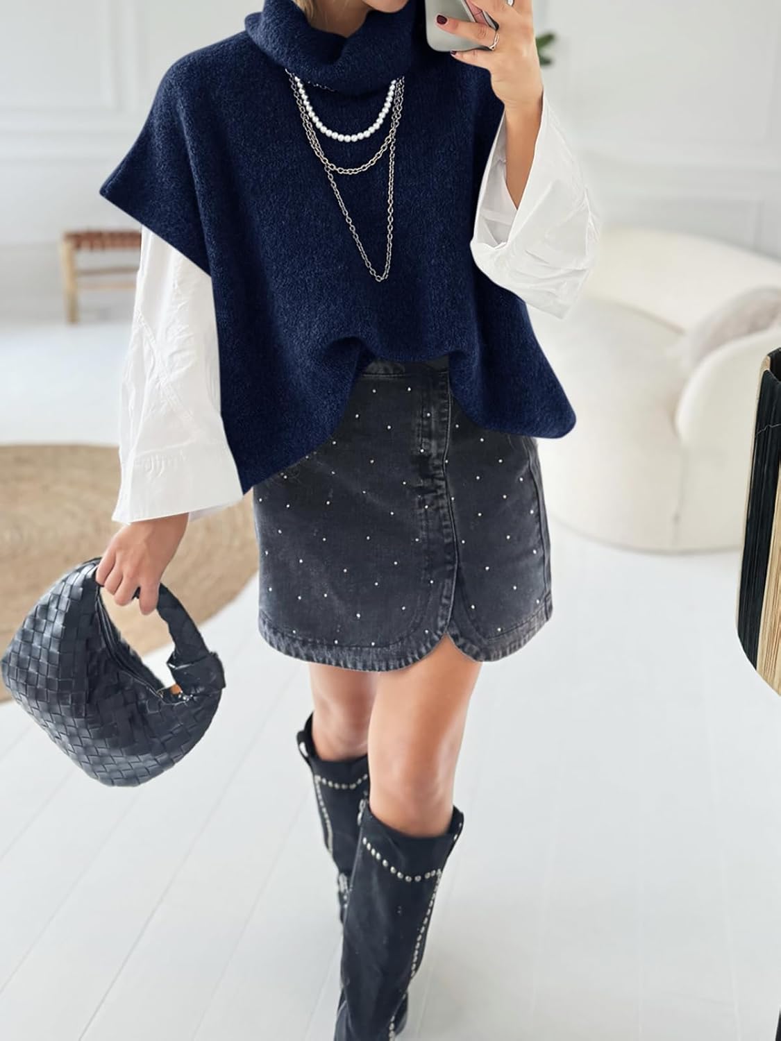 Cicy Bell Womens Oversized Turtleneck Knit Sweaters Short Batwing Sleeve Casual Slouchy Loose Fit Chunky Pullover Tops - Image 5