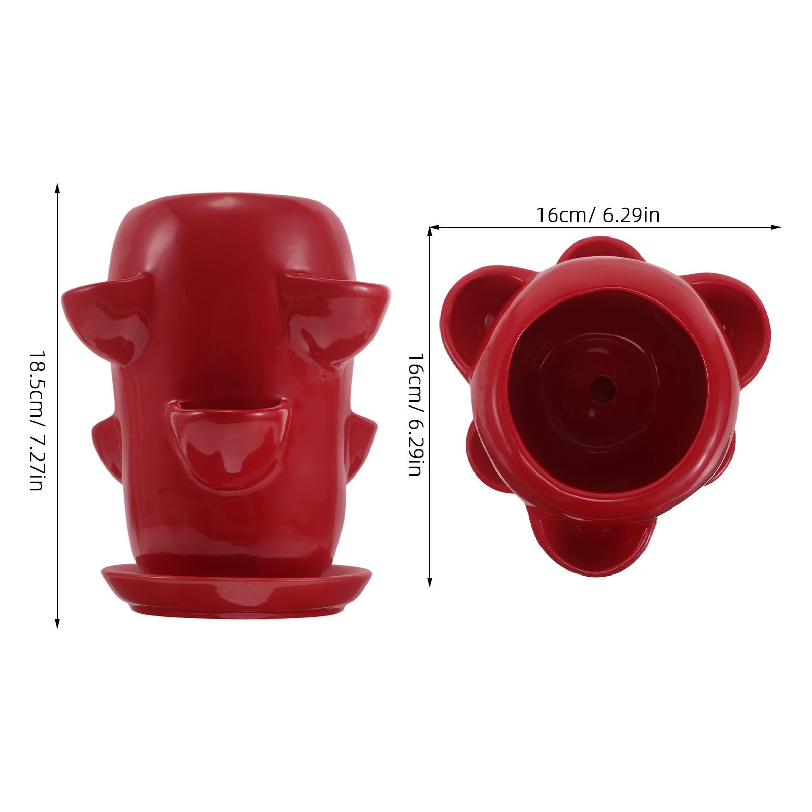 TOYANDONA Ceramiczna doniczka w kształcie jabłka – wyjątkowa dekoracyjna doniczka z podstawką do sukulentów, ziół i roślin doniczkowych