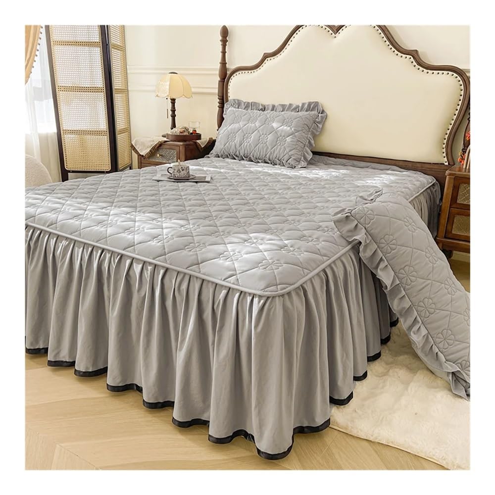 Set 3 Pezzi Gonna Da Letto Ruffle Doppia/Singola/King Size/Velluto