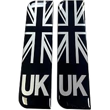 Silver & Black 29mm Gloss Domed Union Jack UK Number Plate Sticker