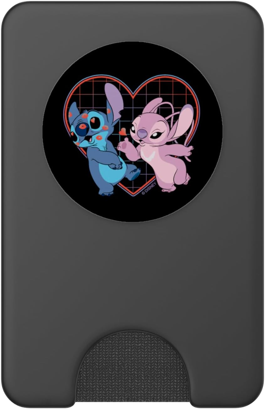 Disney Lilo and Stitch Angel Heart Kisses PopSockets PopWallet for MagSafe