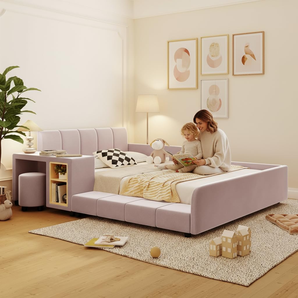 Amazon.com: Merax Full Size Velvet Bed Frames Upholstered Grounded