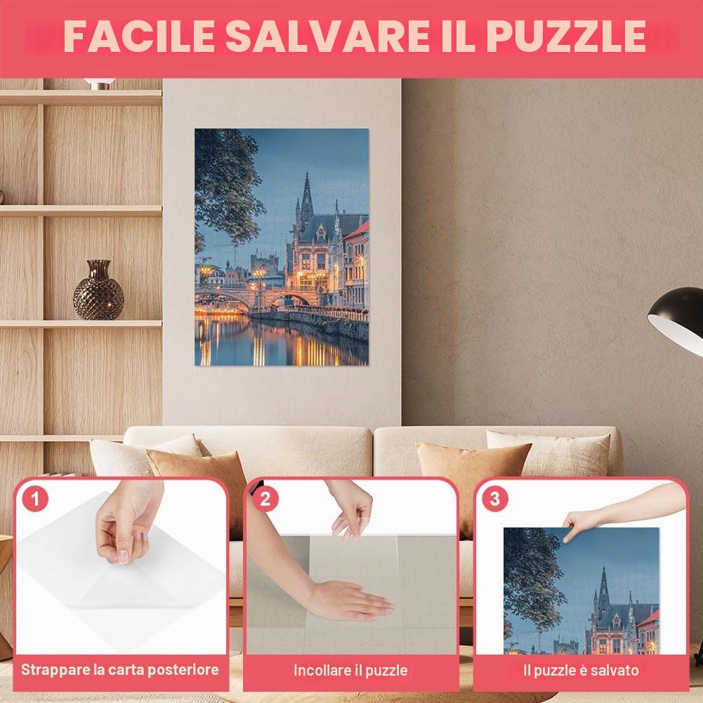 Ainiv 32 Fogli Colla per Puzzle Bifacciale Colla, Puzzle Carta Adesiva, Fogli Adesivi Puzzle Pellicola Autoadesiva, Conservano Puzzle da 4 × 1000pz, per Fissare e Proteggere i Puzzle ( 26*19cm)