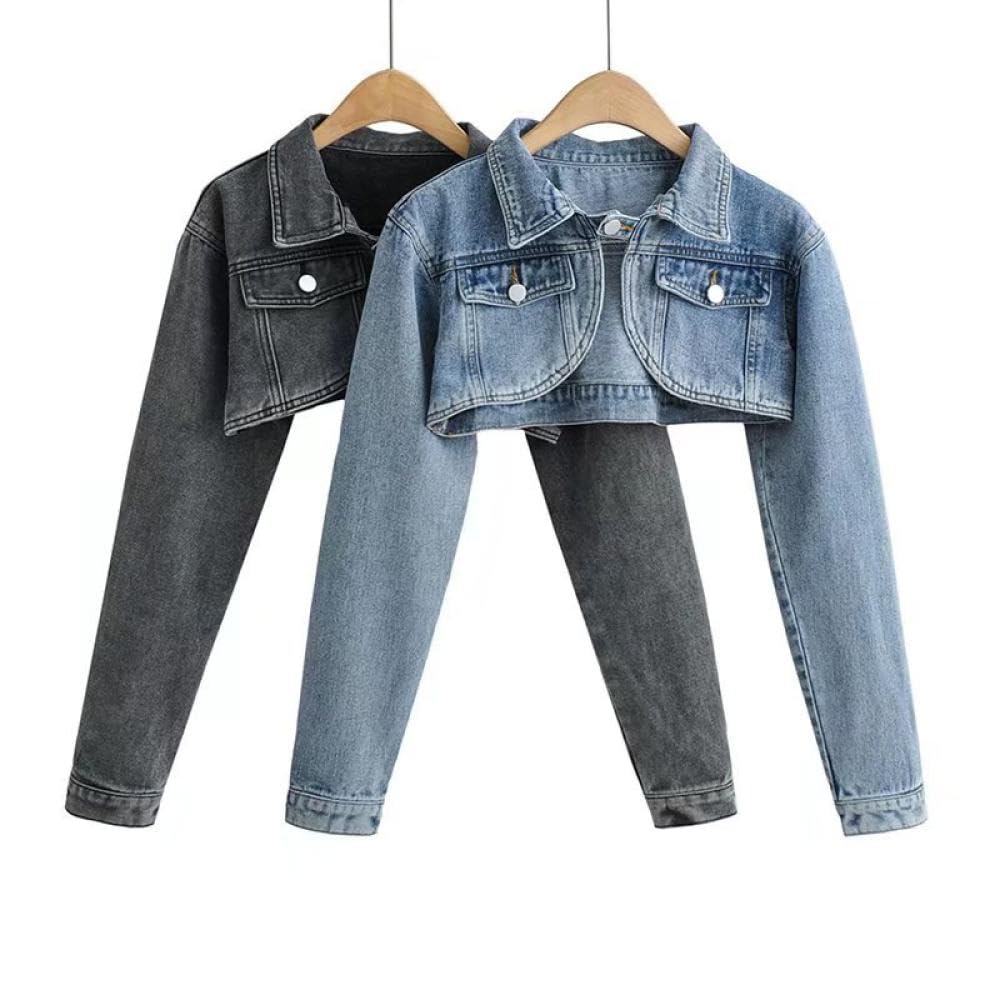 Cazadora Vaquera Mujer,Chaqueta Vaquera Recortada Para Mujer, Bolero Desgastado, Encogimiento De Hombros, Tops Cortos A Medida, Camionero, Prendas De Vestir, Botón Corto, Abrigo Vaquero, Cárdigan, C