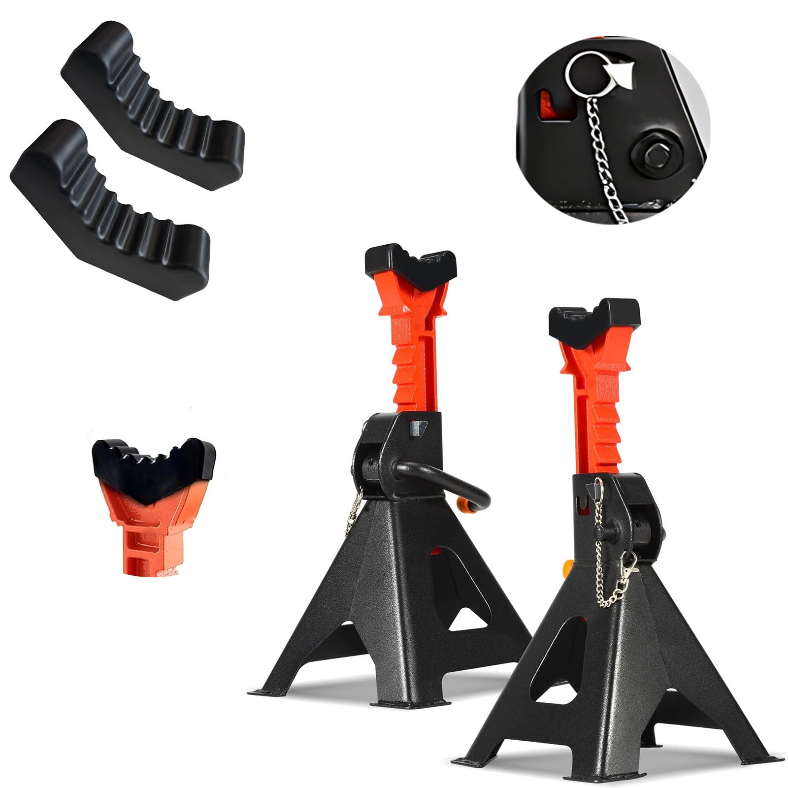 Unterstellbock 3T Tragkraft im Set HebebüHne Auto, Höhenverstellbar 32–43cm mit Sicherungssplint, Robuste Gusseisen Wagenheber Stützböcke für PKW SUV Ständer UnterstellböCke Autobock mit Gummischutz