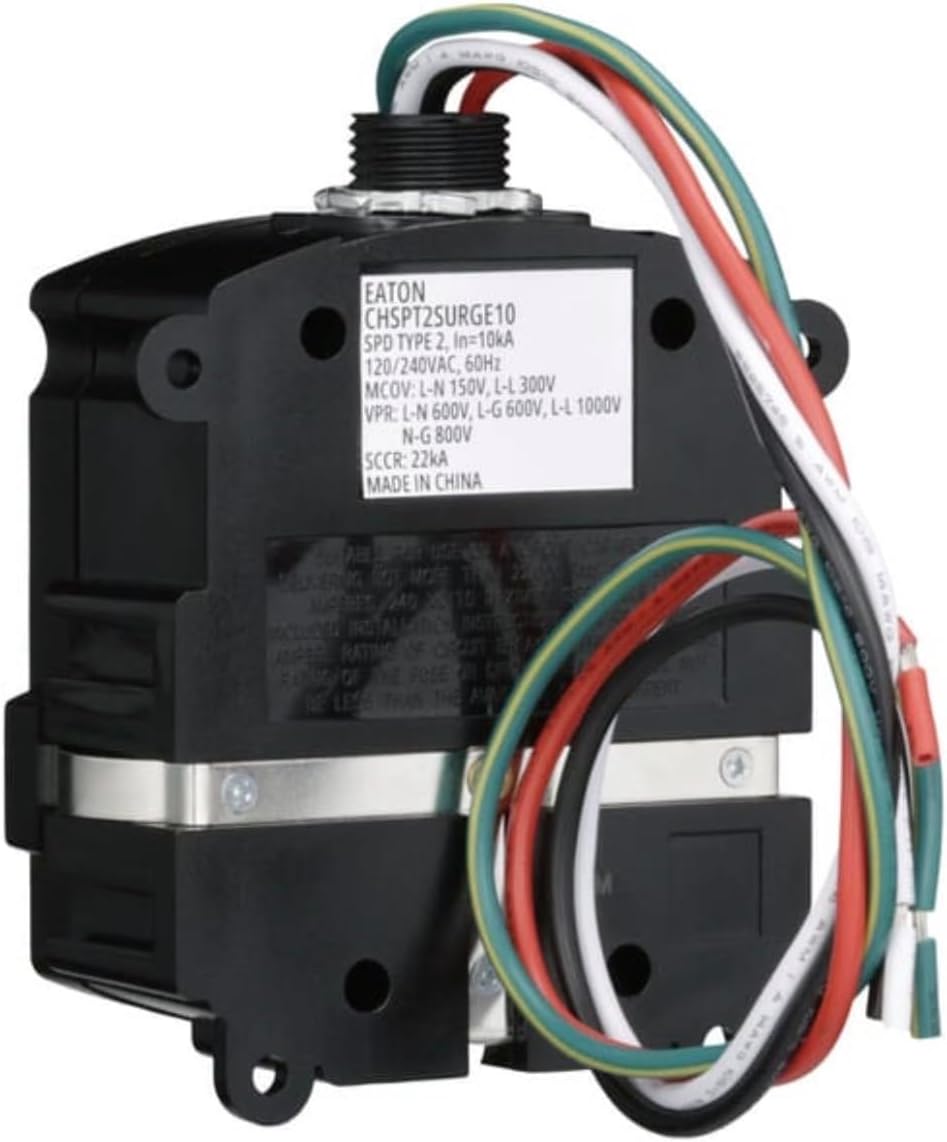 Eaton Complete Home Surge Protector, Type 2 SPD, 60kA Surge Current, AC Power Protection, Indoor/Outdoor, CHSPT2SURGE10