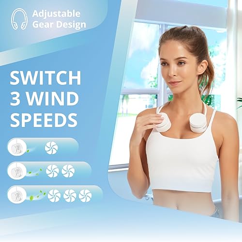 Miniatura 4 de Ventilador de cuello, ventilador portátil sin aspas, ventilador plegable sin aspas de 4000 mAh, 3 velocidades y potencia de enfriamiento mejorada,