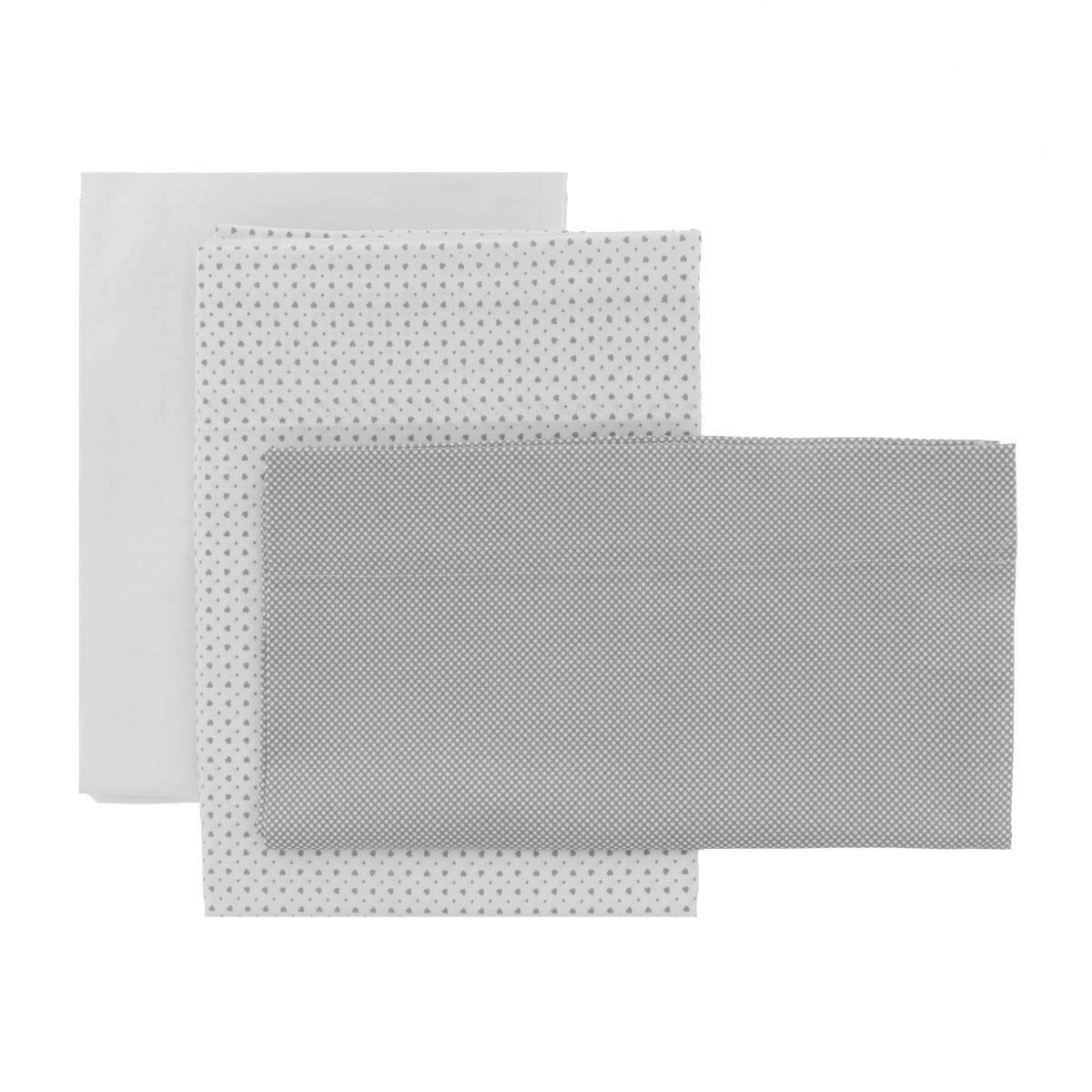 Cambrass - Juego 3 Piezas sábanas de Cuna - Bajera, encimera y Funda Almohada - 100% algodón - Essentia Gris 120x180x1 cm