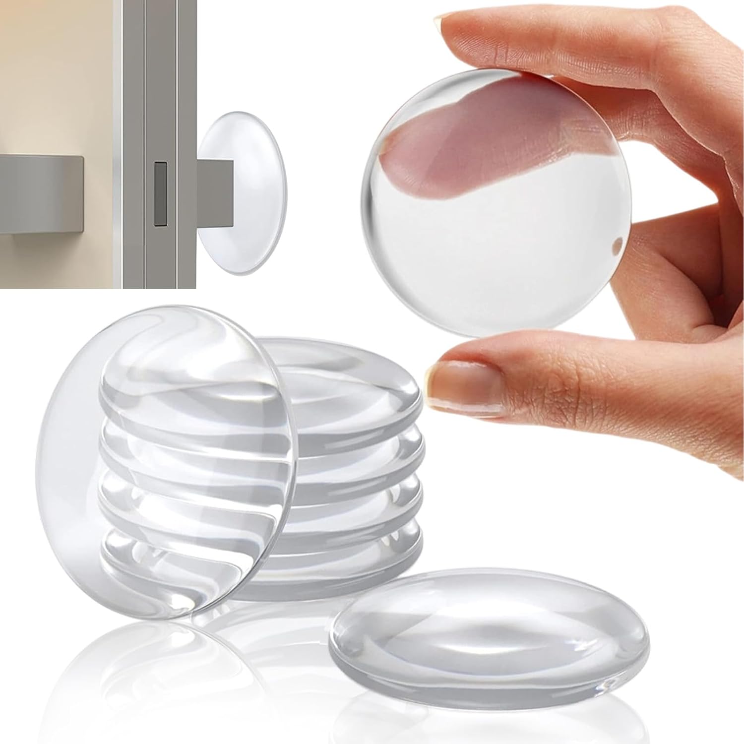 Topes adhesivos transparentes 40x40mm para puertas y muebles