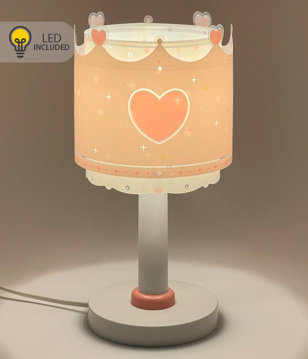 Dalber Lampada da tavolo o comodino per bambini Little Queen Regina Corona, 61101N, G4-4W LED - Lampadina inclusa
