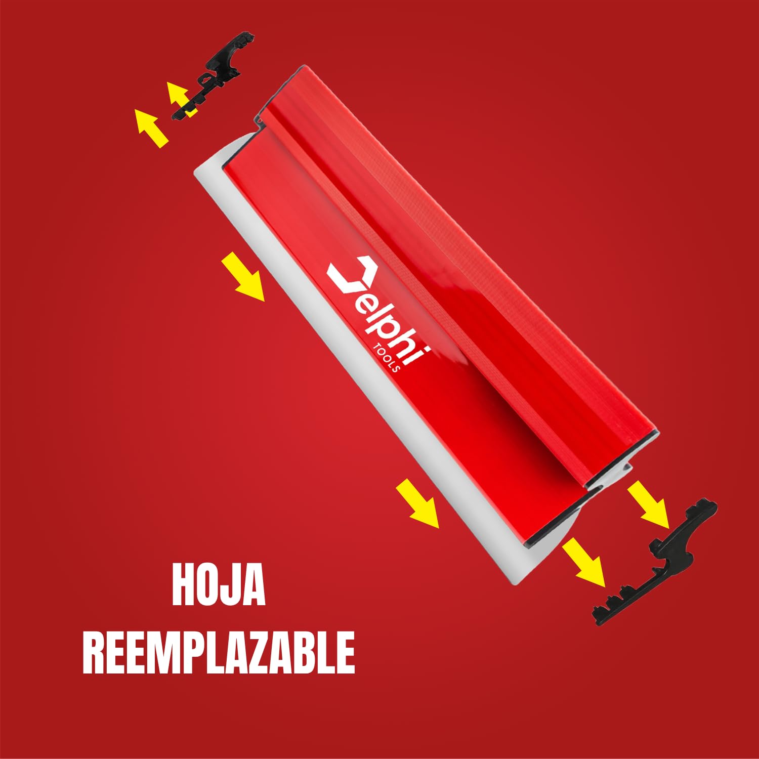 Delphi Espátula para Pladur (40/60/80/100 cm) - 80 cm con Hoja de Acero Inoxidable 0,3 mm | para Alisar Paredes y Techos | Para Yeso, Masilla, Pintura y Cola + 2 Esponjas GRATIS
