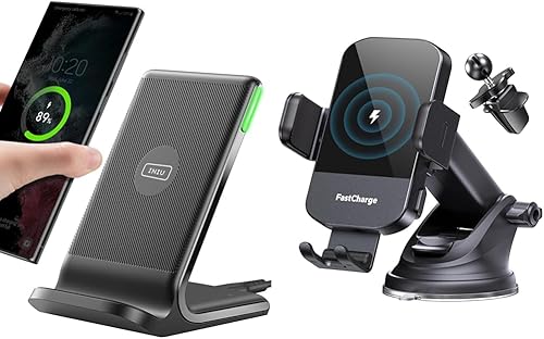 Miniatura 9 de INIU Cargador inalámbrico, estación de carga inalámbrica rápida con certificación Qi de 15 W y cargador portátil, banco de energía más pequeño de