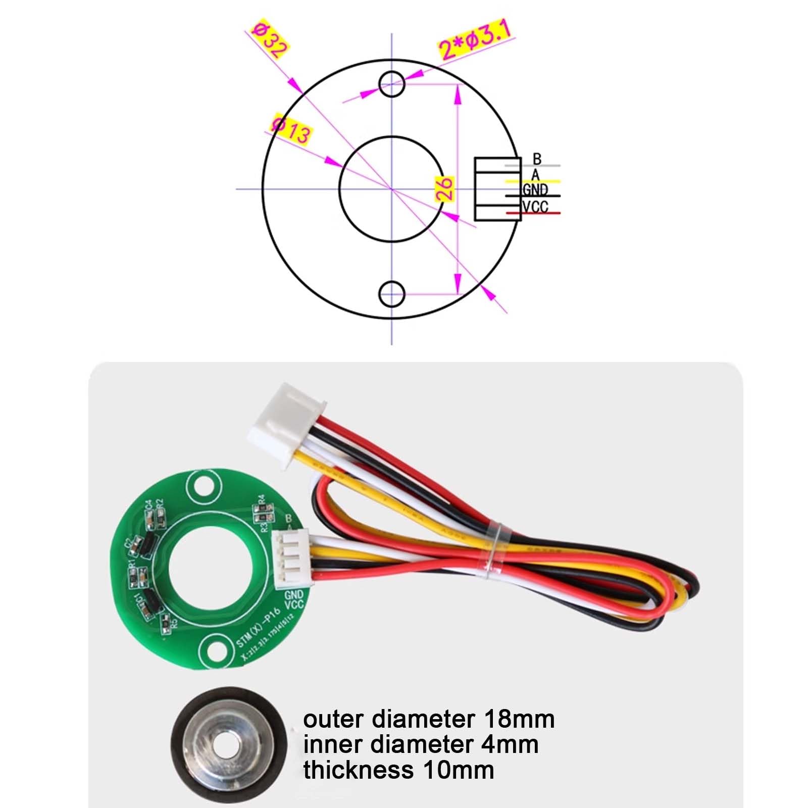 Stm8 Encoder Speed Detector STM8-P12 12PPR Rotary Hall Magnetic Encoder AB Phase ...