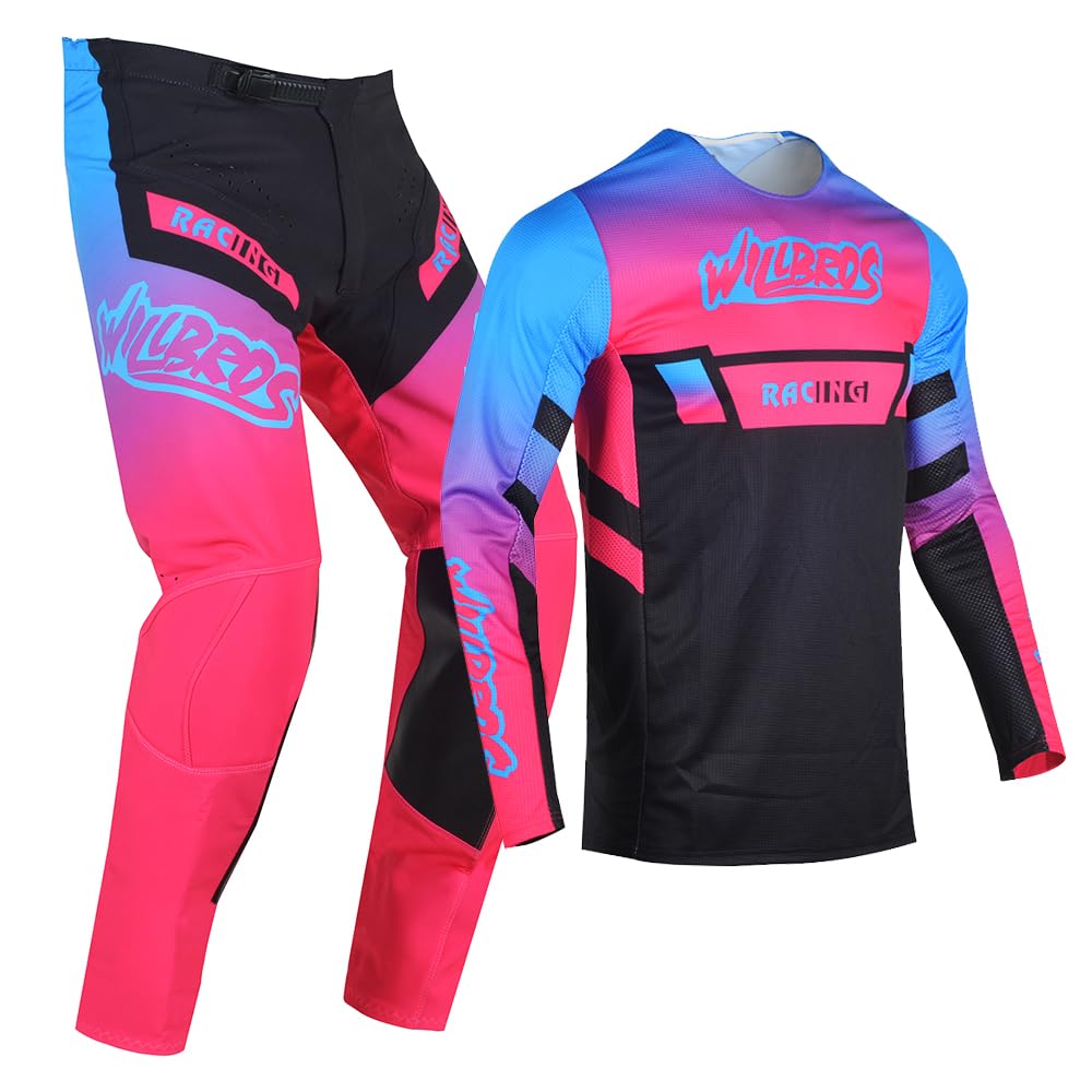 Pantaloni in Maglia Completo Motocross Enduro Abbigliamento Moto Fuoristrada Cross MX BMX MTB Unisex Adulto