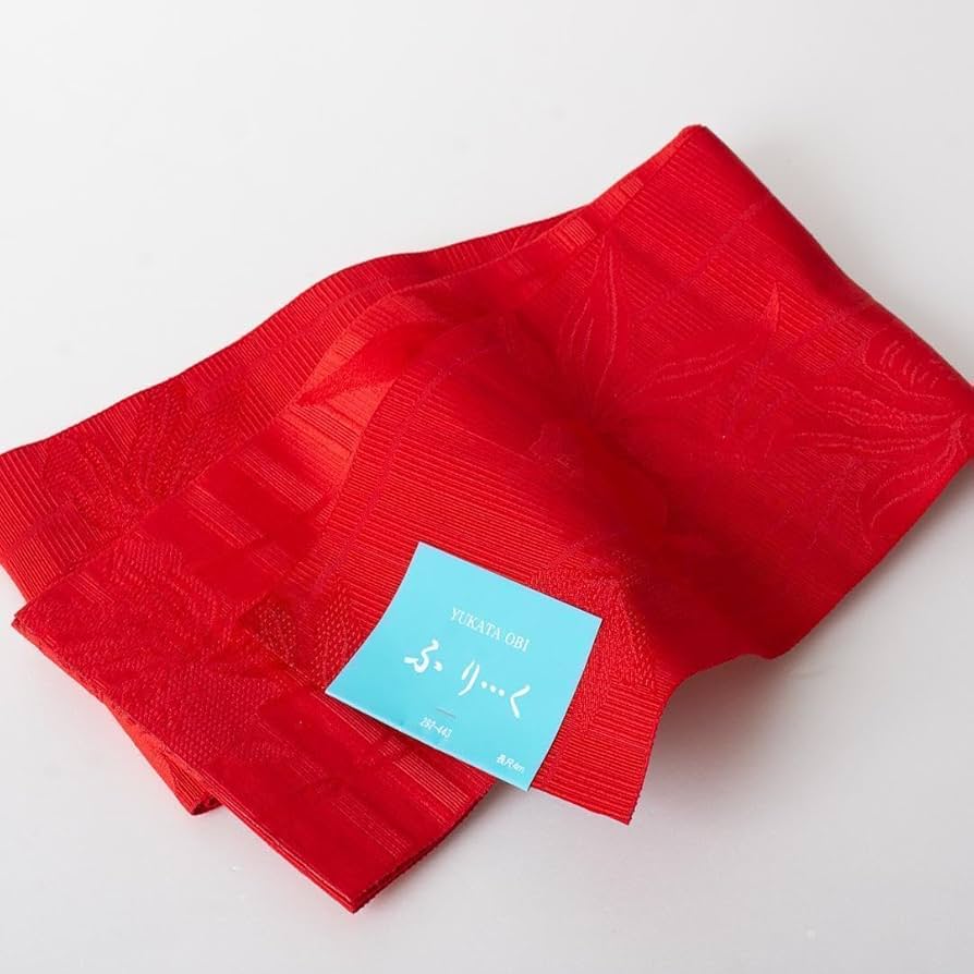 新品　5L 仕立て上がり　浴衣 赤系　絞り風模様　半幅帯　長尺帯　4m 黄色 浴衣【レッド×絞り風】5Lサイズ｜着物レンタルあき (来店着付け