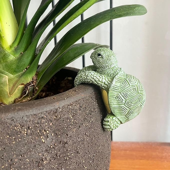 Image of The Decorshed Cute Climbing Tortoise Flower Pot Hugger Figurines Resin Hanging Turtle Statue Planter Pot Decorations for Home Garden Fence Balcony Patio Lawn Yard Ornaments(Pack of 1)