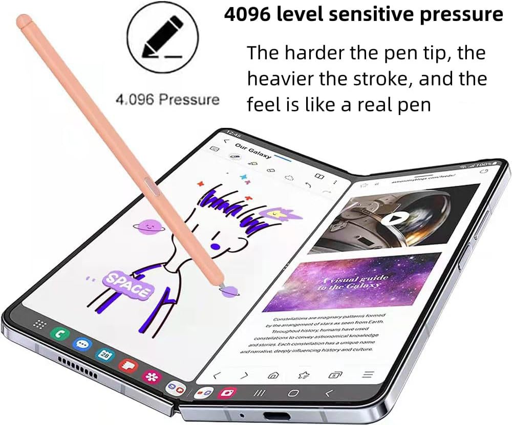 2 PCS Z Fold 6 S Pen Compatible with Samsung Galaxy Z Fold 6 | Z Fold 5 Phone Only,Z Fold 5 S Pen Slim 1.5mm Pen Tip, 4,096 Pressure Levels with 3Pcs Tips (Orange)