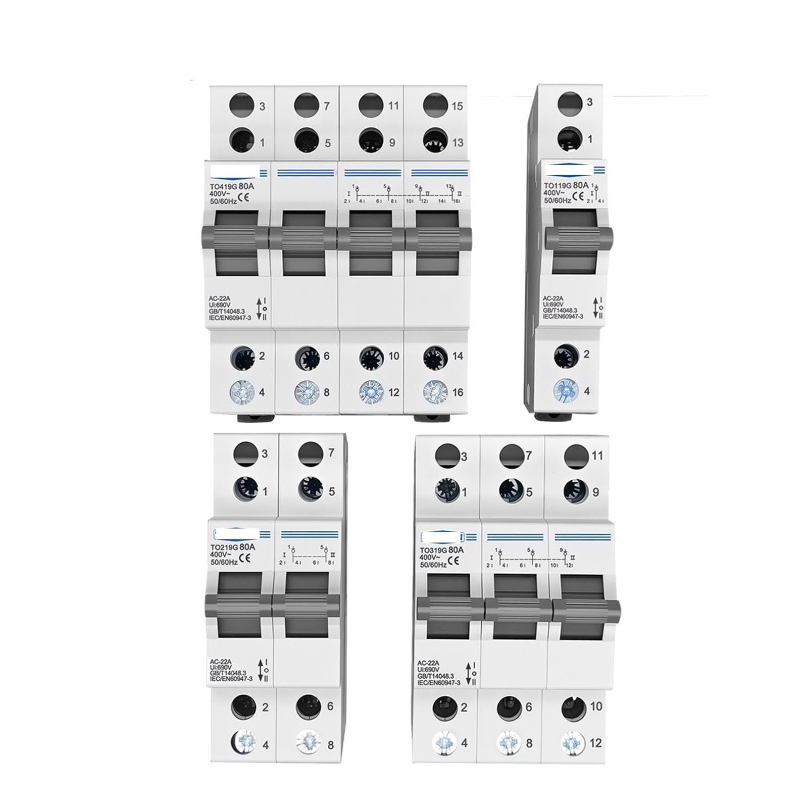Interrupteur de commutation double alimentation transfert manuel 400V 80A