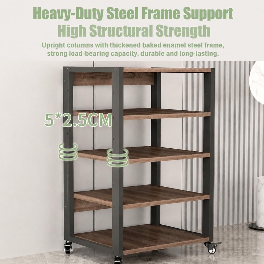 Generico Rack Multimediale AV Mobile, Mobiletto Porta Componenti Aperto HiFi A 2 3 4 Ripiani, Mobile Stereo HiFi Con Ripiani Regolabili, Altoparlanti Rack(55x40x48.5cm/21.7x15.8x19in)