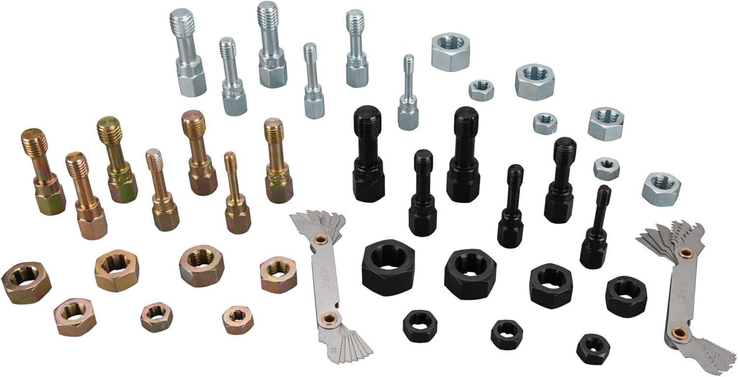 Performance Tool W8660 42 pc. Master Thread Restorer Kit: Includes Metric/SAE UNC/UNF Discs, Tap Dies, and Thread Gauges to Restore Stripped or Damaged Nuts and Bolts