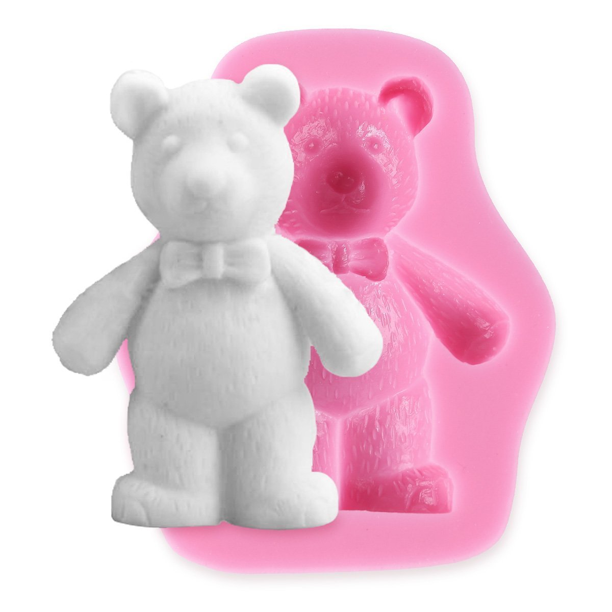Moules Silicone Ours Mignon - Pour Savon, Chocolat, Fondant - 2 Pièces (mâle/femelle) - Qualité Alimentaire - Facile à Démouler - 9