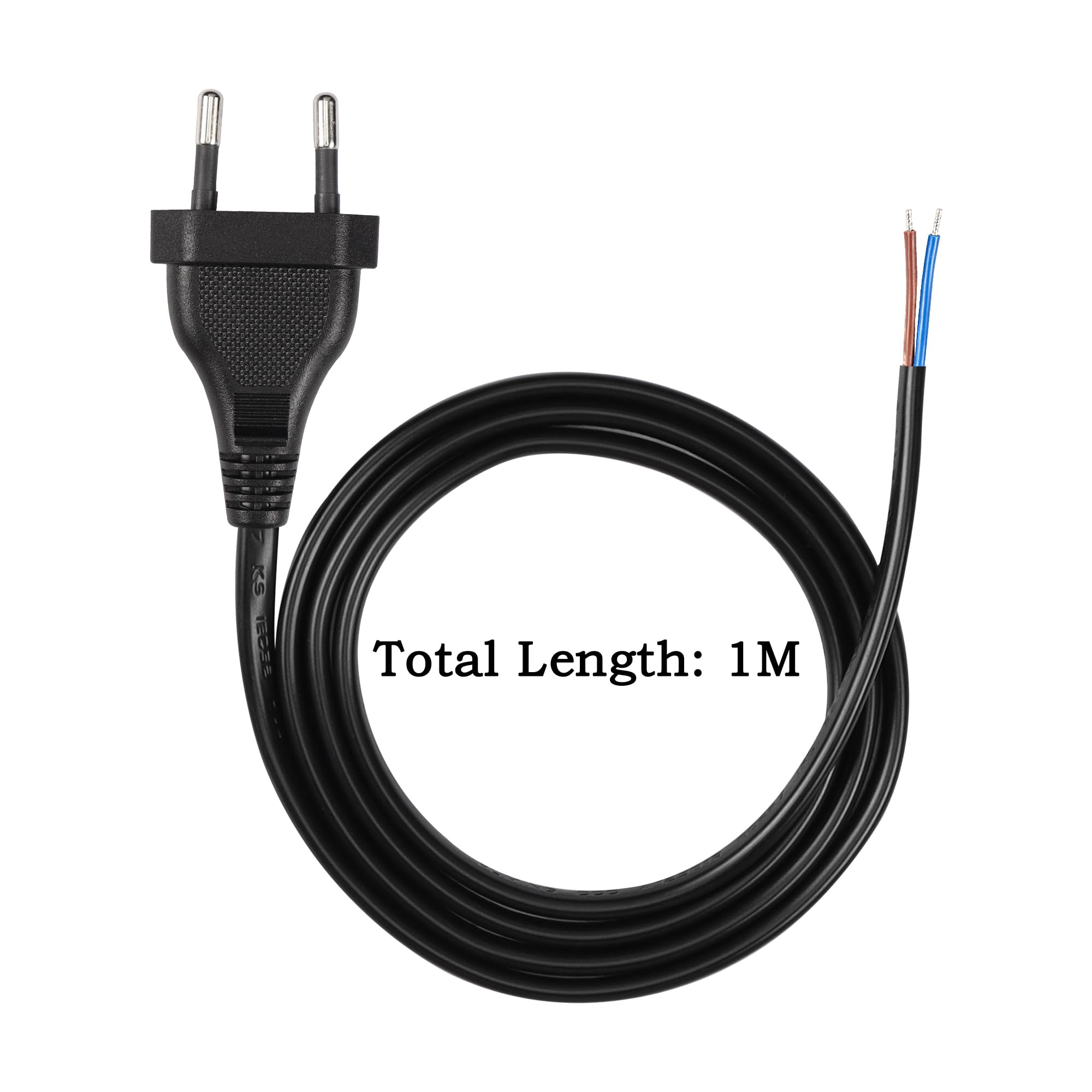 MEIRIYFA EU 2-poliges Netzkabel 2er Set (1m) – Ersatzkabel Für TV, Konsolen, Player & Haushaltsgeräte