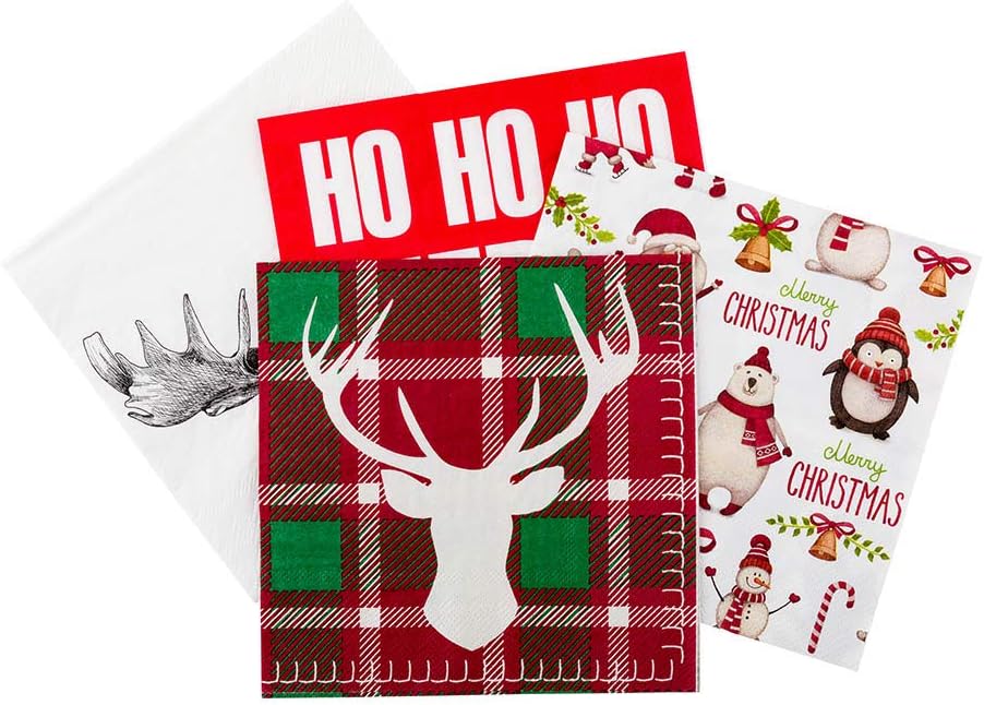 Restaurantware 13 Inch Paper Luncheon Napkins 500 Plaid Design Printed Napkins - 3-Ply Textured Edges Red And Green Paper Decorated Napkins Soft And Strong For Parties Or Catering Events