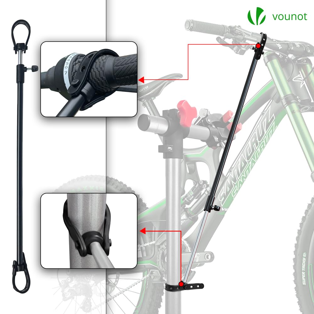 VOUNOT® Support de Réparation Vélo Pied d’Atelier Hauteur Réglable pince Rotative 360° avec Plateau à Outils Magnétique Pour tous les Types de Vélos Charge Stand de Réparation Max 30kg