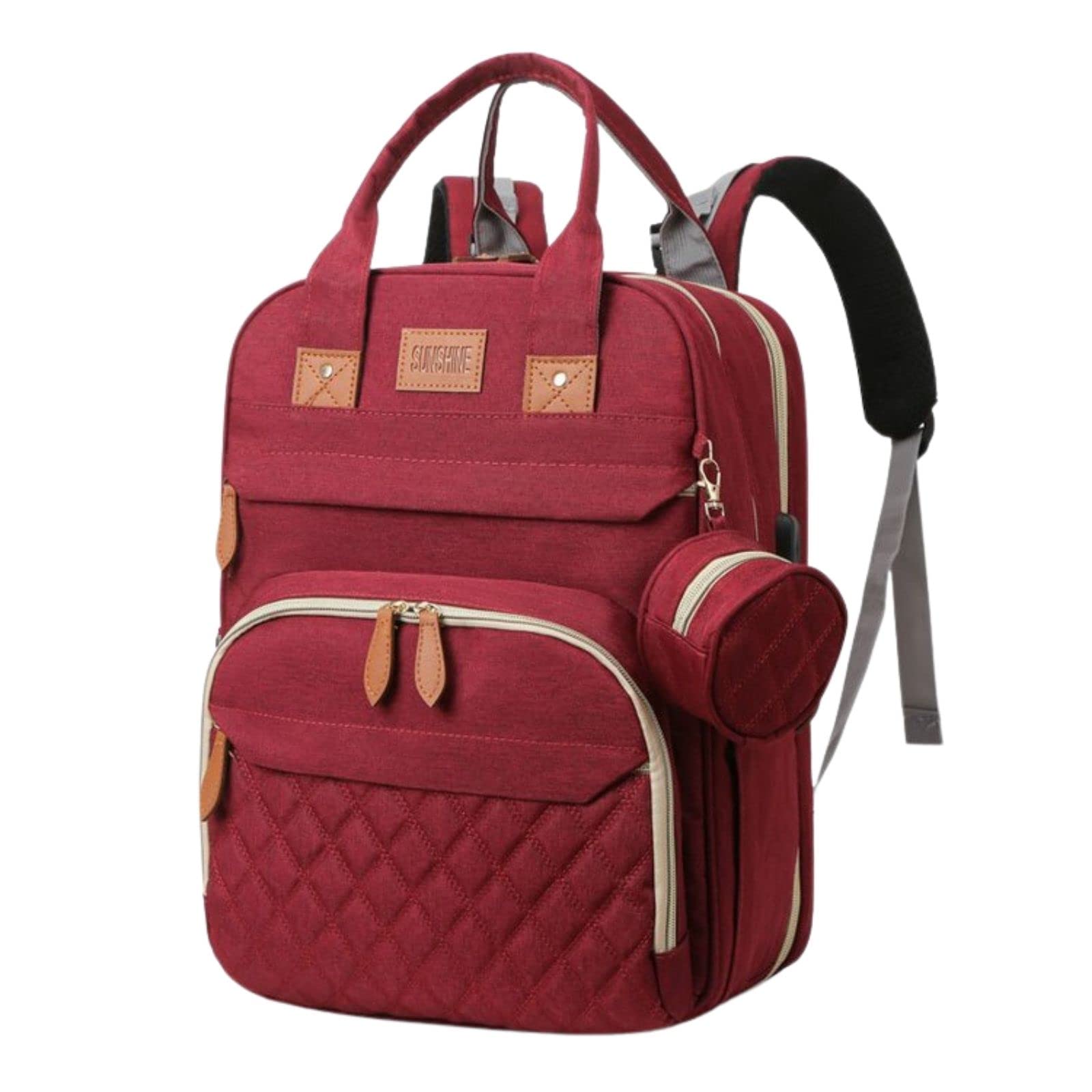 Narayanmuni Diaper Bag Backpack, All-in-One Baby Bags for Boy Girl, Multifunction Large Travel Backpack with Portable Changing Pad, Mosquito Net, Stroller Straps, Pacifier Case , USB Charging Port and Insulated Pockets-picture-14