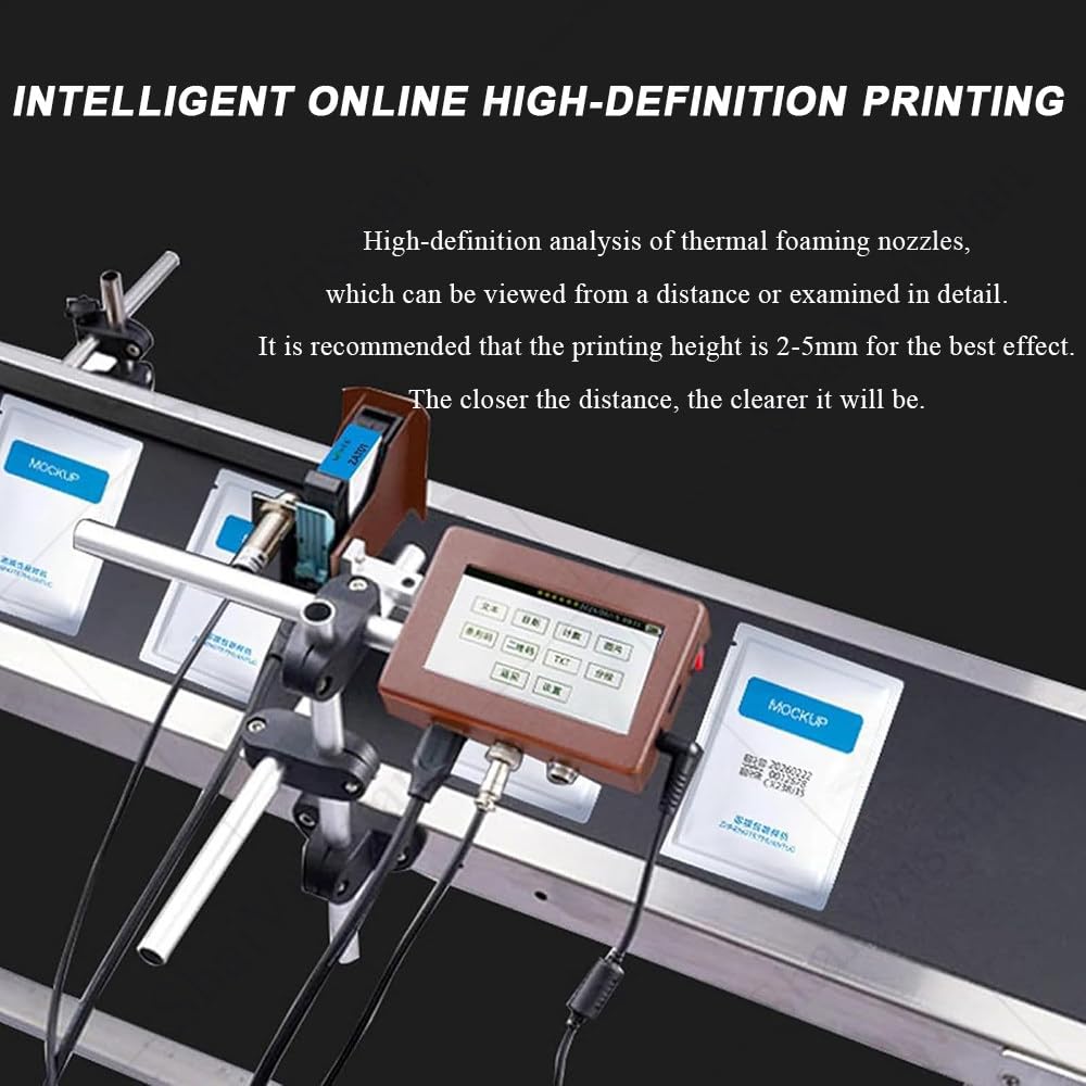 Apparecchiatura di Stampa Touch Screen,Macchina Codifica Automatica a Getto D’Inchiostro,12,7mm/25,4mm,30 M/Min,300 Dpi,per Testo,QR,Barcode,Logo su Plastica/Metallo 12.7mm