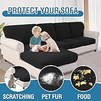 Vista 461 de H.VERSAILTEX 2025 New Sectional Couch Covers 8 Pieces Stretch Sofa Covers for Sectional Sofa Set Separate L Shaped Couch Cover for Both Left/Right