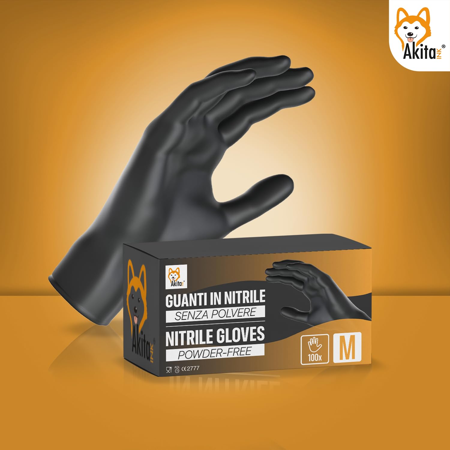 Akitaink Guanti in Nitrile Neri senza polvere, senza lattice - Ipoallergenici, Resistenti, Ideali per Ambiti Medici e Alimentari per Estetisti, Tatuatori, Ambiti Medici, guanti per alimenti (1000, XL)