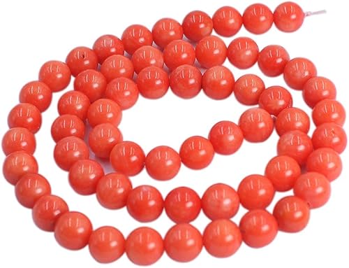 Cuentas sueltas redondas de coral de bambú de mar naranja de 0.276 in, cuentas sueltas de 15 pulgadas, piedra natural para collar, pulsera, diseño
