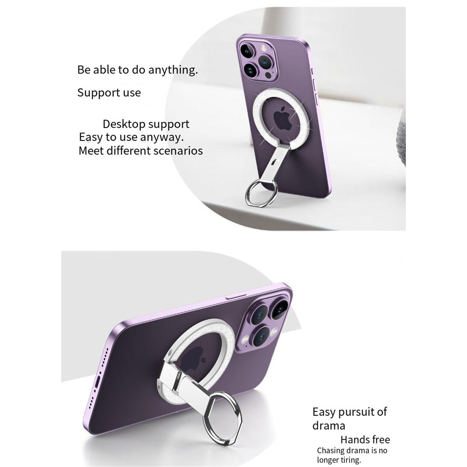 Lamicall Anello Cellulare Magnetico, Impugnatura Supporto per MagSafe - 360 ° Rotazione, con Anello-Metallo, Portacellulare Staccabile per iPhone 17 16 15 14 Pro Max Plus, Telefono Android - Viola