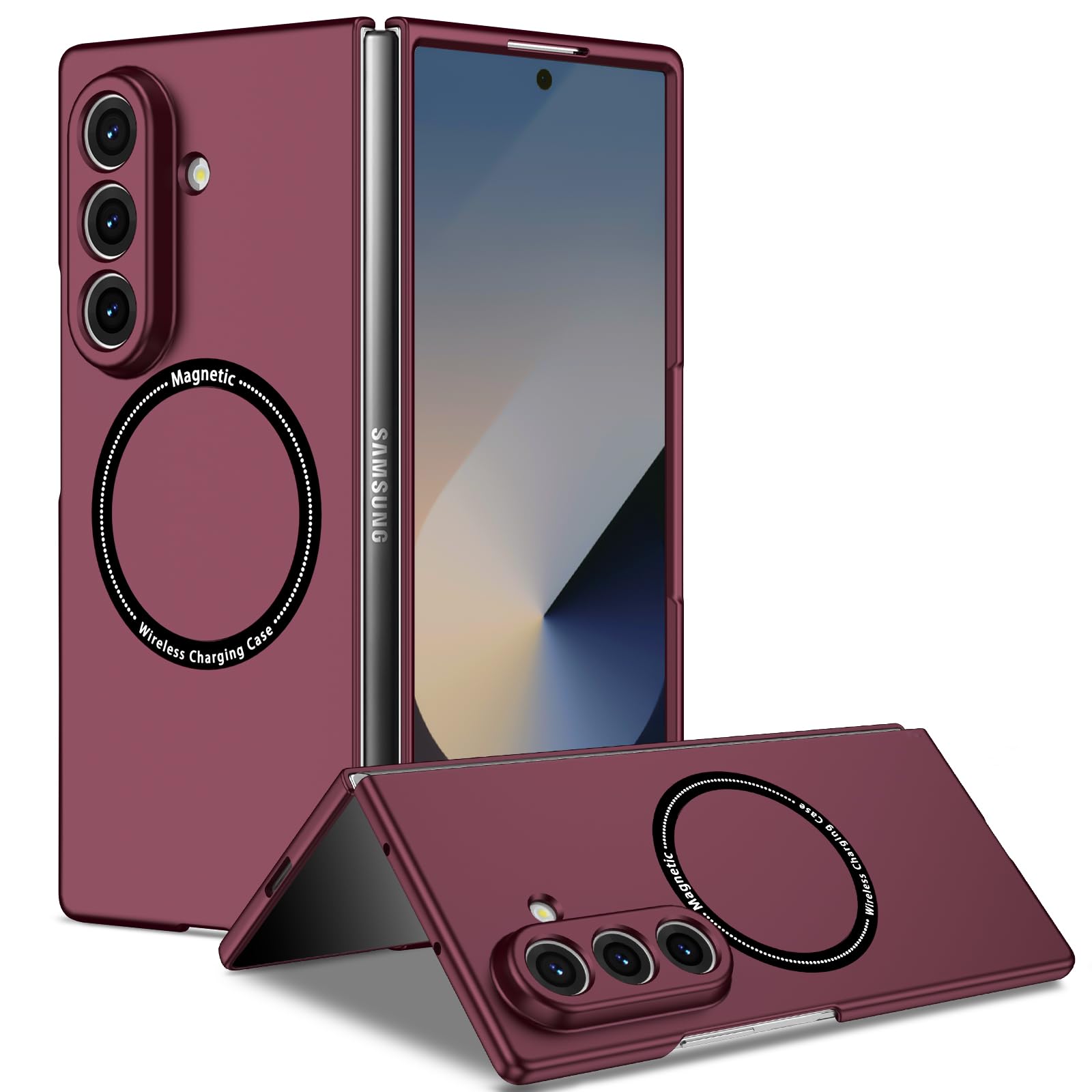 Custodia magnetica per Galaxy Z Fold 8 Ultra Slim Drop Proof Vino | Costruzione in PC rigido, magnete integrato, vestibilità sottile e leggera, antiurto robusta protezione anti-goccia